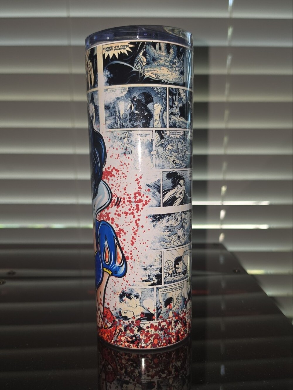 Snow White Character Tumbler with Red Glitter Stainless Steel W/ Lid - Picture 2 of 4